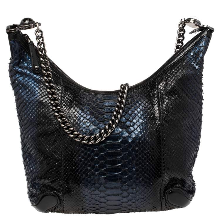 Gucci Blue/Black Python Leather Galaxy Chain Shoulder Bag Gucci