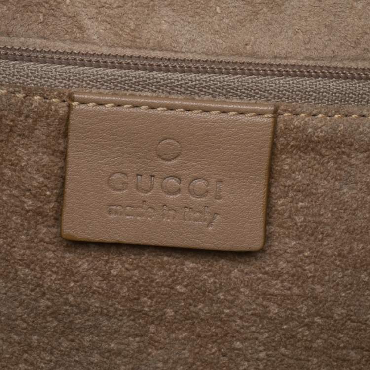 Pre Owned Gucci Beige Leather Ring Top Handle Bag