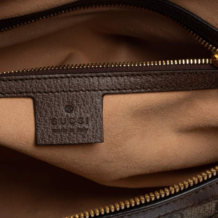 Pre Owned Gucci Beige/Brown GG Supreme Canvas and Leather Medium Ophidia Boston Bag  