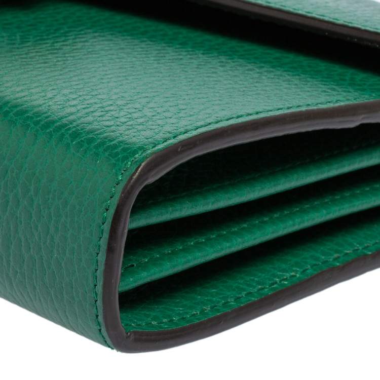 Pre Owned Gucci Green Leather Dionysus Wallet On Chain