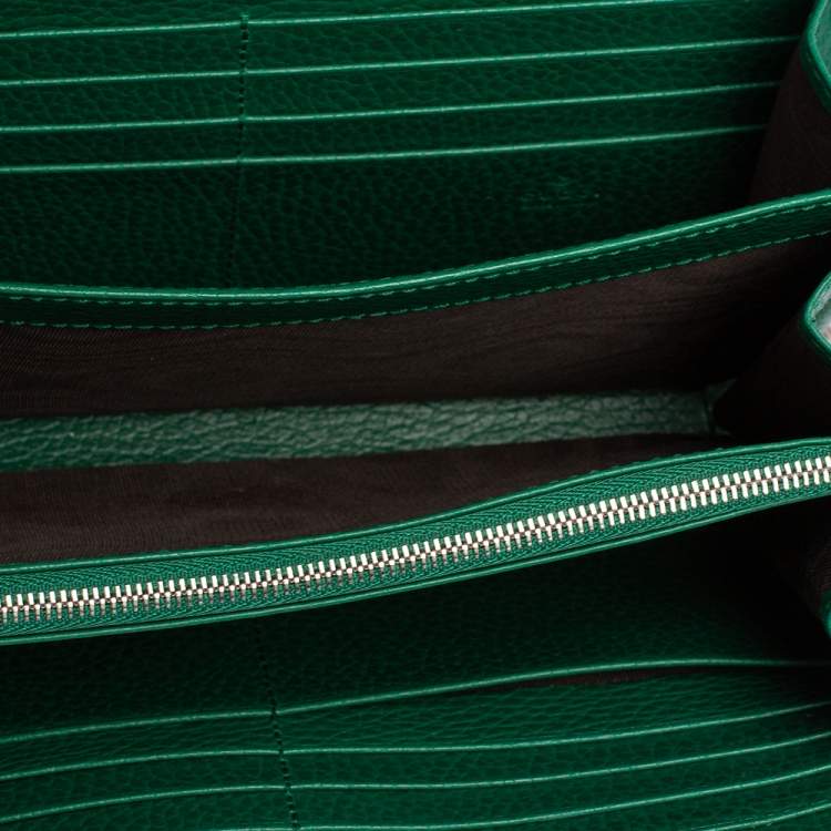 Pre Owned Gucci Green Leather Dionysus Wallet On Chain