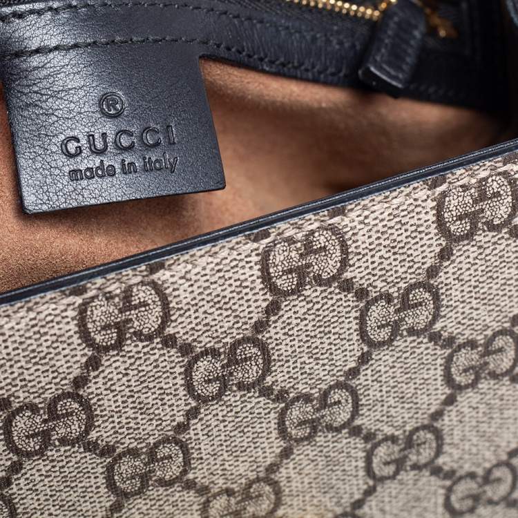 Pre Owned Gucci  Beige/Black GG Supreme Canvas and Leather Small Padlock Top Handle Bag