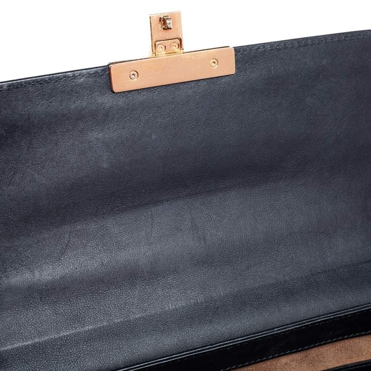 Pre Owned Gucci  Beige/Black GG Supreme Canvas and Leather Small Padlock Top Handle Bag