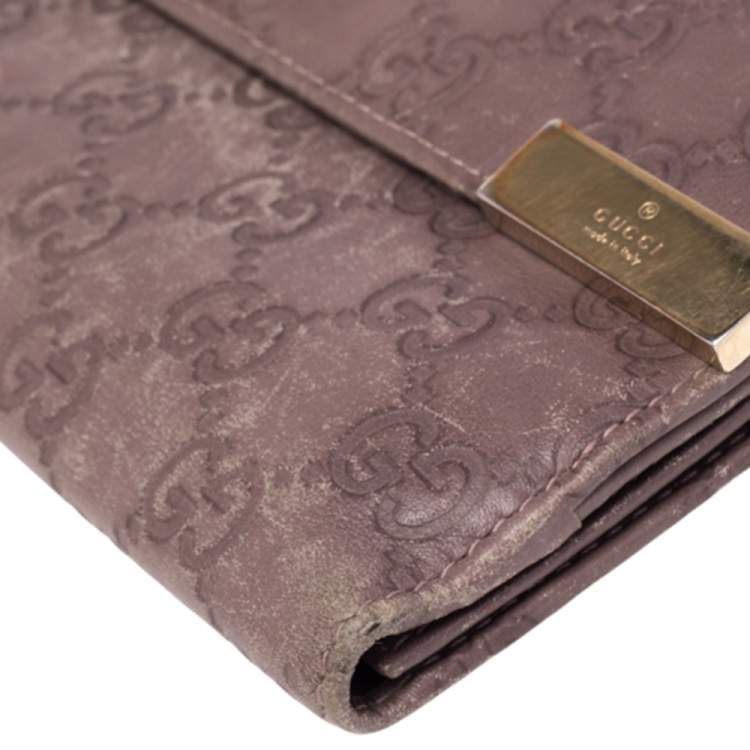 Pre Owned Gucci Old Rose Guccissima Leather Trademark Continental Wallet