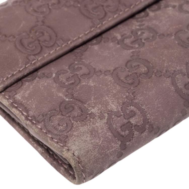 Pre Owned Gucci Old Rose Guccissima Leather Trademark Continental Wallet