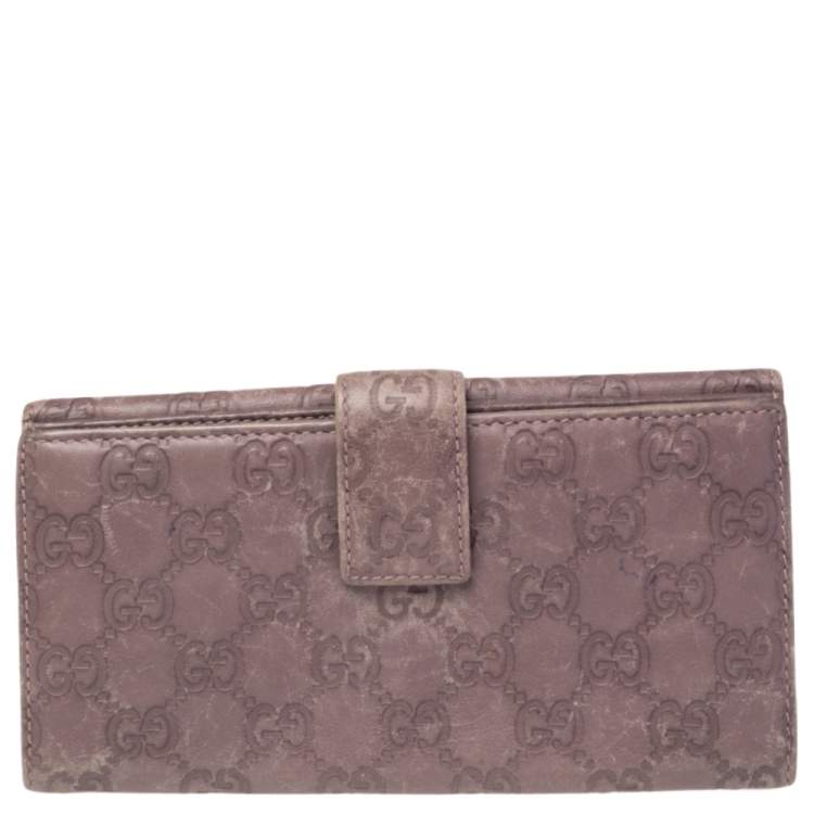 Pre Owned Gucci Old Rose Guccissima Leather Trademark Continental Wallet