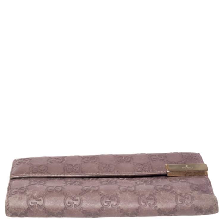 Pre Owned Gucci Old Rose Guccissima Leather Trademark Continental Wallet