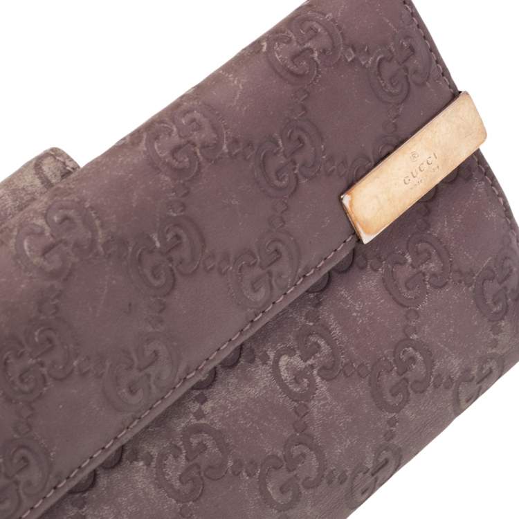 Pre Owned Gucci Old Rose Guccissima Leather Trademark Continental Wallet