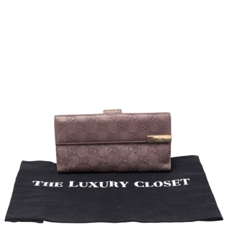 Pre Owned Gucci Old Rose Guccissima Leather Trademark Continental Wallet