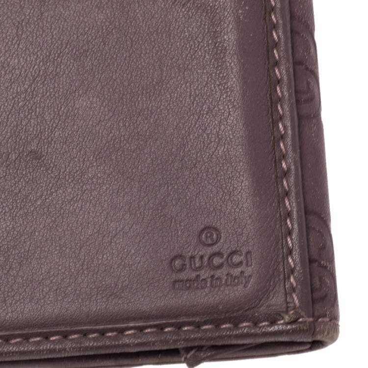 Pre Owned Gucci Old Rose Guccissima Leather Trademark Continental Wallet