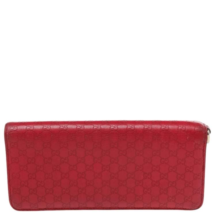 Pre Owned Gucci Red Microguccissima Leather Bifold Wallet