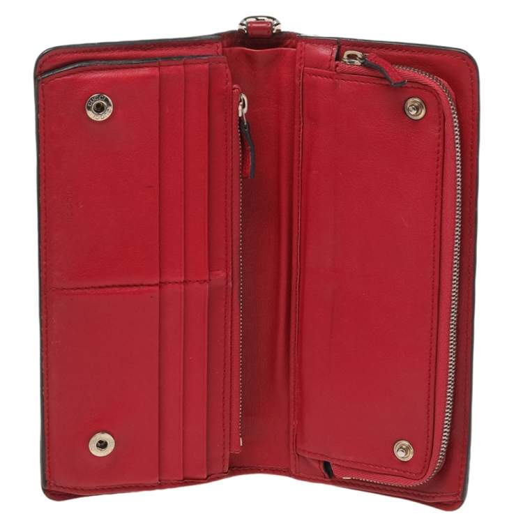 Pre Owned Gucci Red Microguccissima Leather Bifold Wallet