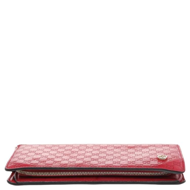 Pre Owned Gucci Red Microguccissima Leather Bifold Wallet