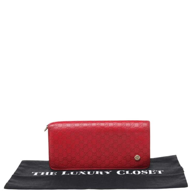 Pre Owned Gucci Red Microguccissima Leather Bifold Wallet