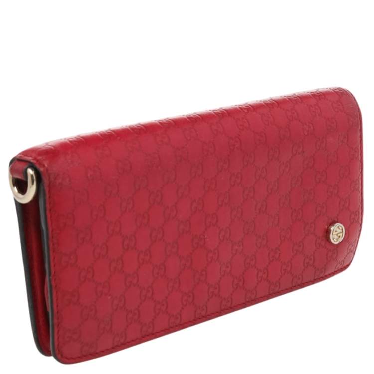 Pre Owned Gucci Red Microguccissima Leather Bifold Wallet