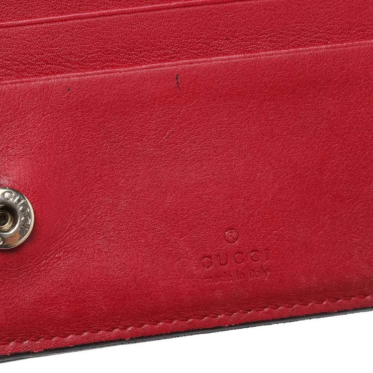 Pre Owned Gucci Red Microguccissima Leather Bifold Wallet