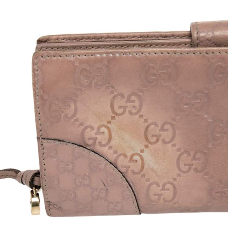 Pre Owned Gucci Beige Guccissima Leather Bree Bifold Wallet