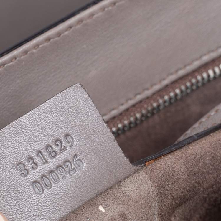 Pre Owned Gucci Grey Leather Lady Lock Bamboo Large Top Handle Bag