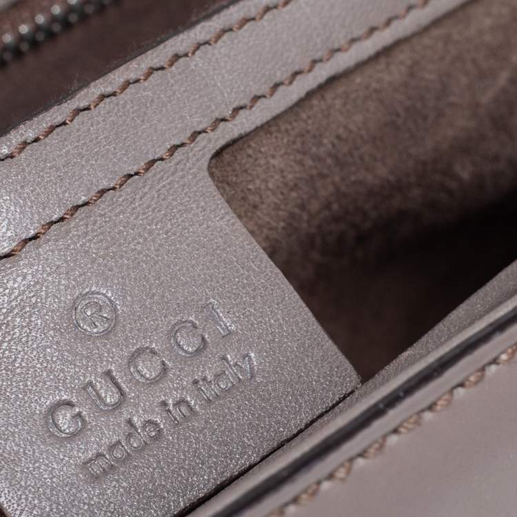 Pre Owned Gucci Grey Leather Lady Lock Bamboo Large Top Handle Bag
