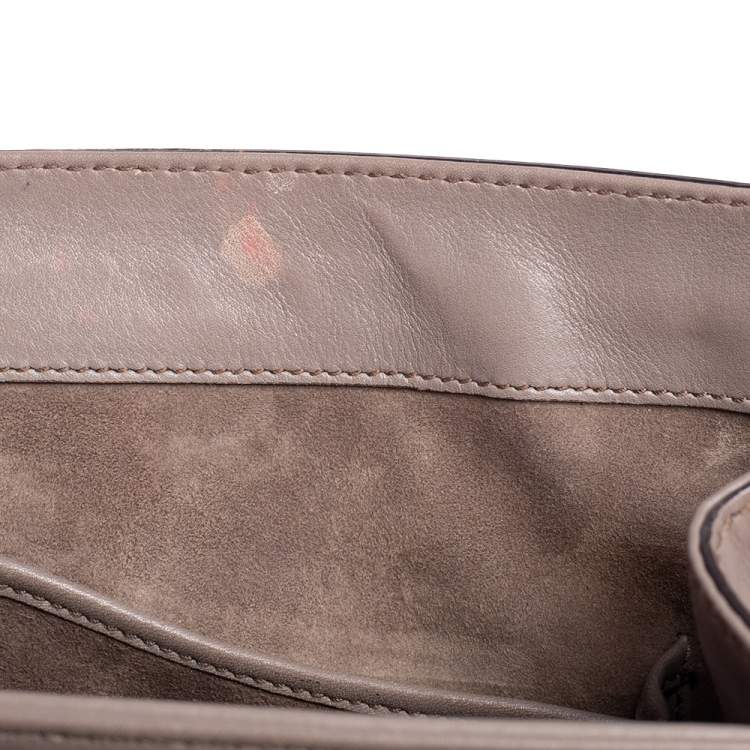 Pre Owned Gucci Grey Leather Lady Lock Bamboo Large Top Handle Bag