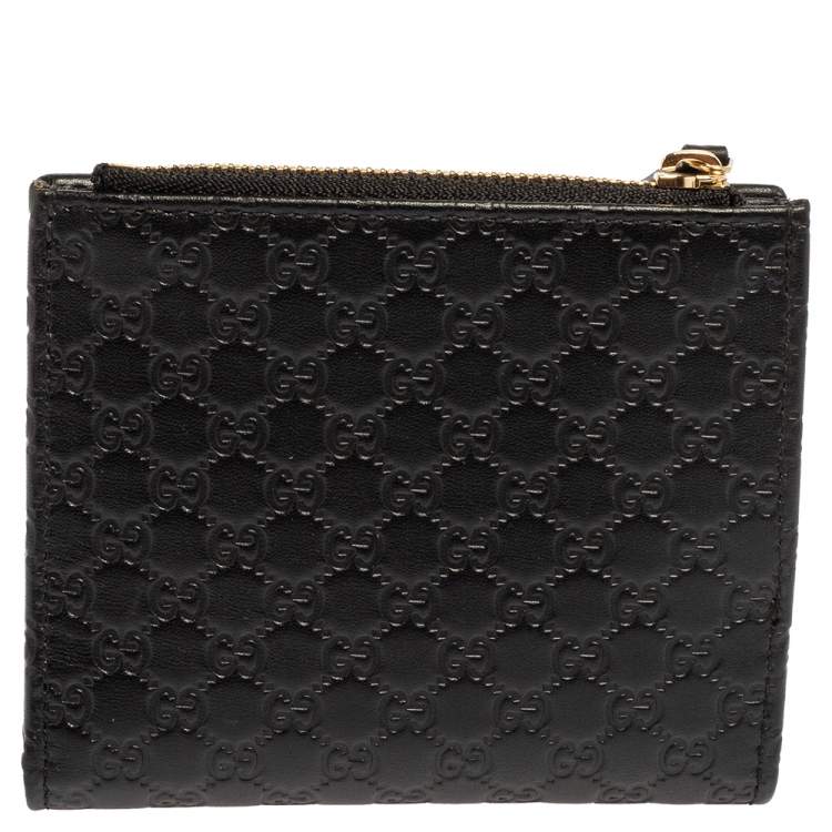 Pre Owned Gucci Black Microguccissima Leather Bifold Wallet