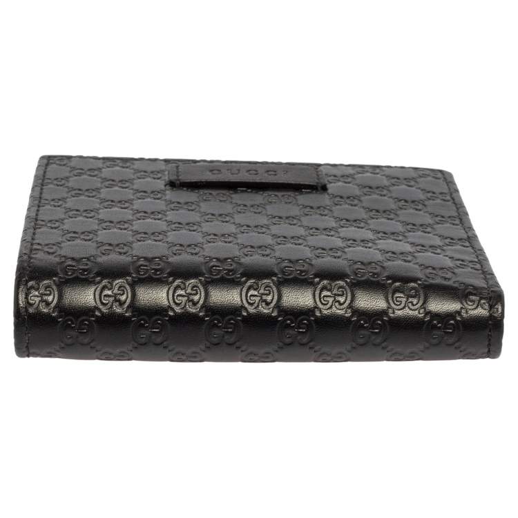 Pre Owned Gucci Black Microguccissima Leather Bifold Wallet