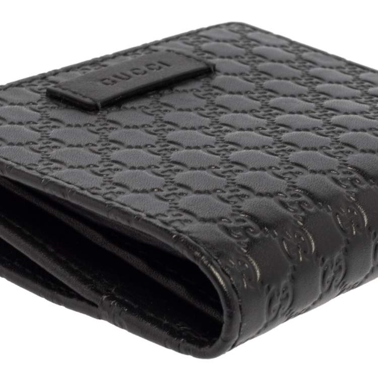 Pre Owned Gucci Black Microguccissima Leather Bifold Wallet