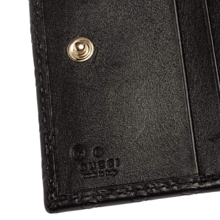 Pre Owned Gucci Black Microguccissima Leather Bifold Wallet