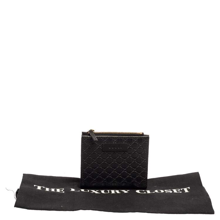 Pre Owned Gucci Black Microguccissima Leather Bifold Wallet