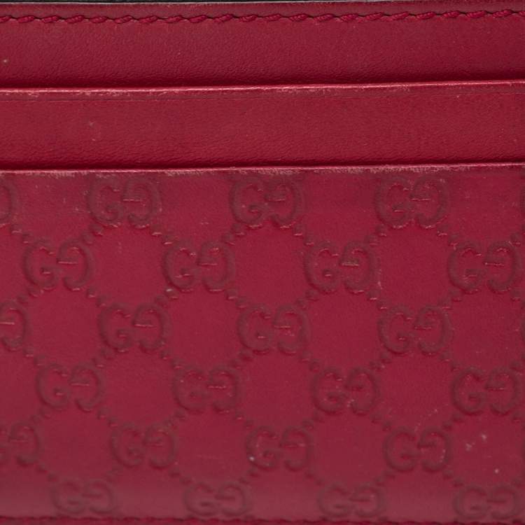Pre Owned Gucci Red Guccissima Leather Card Holder