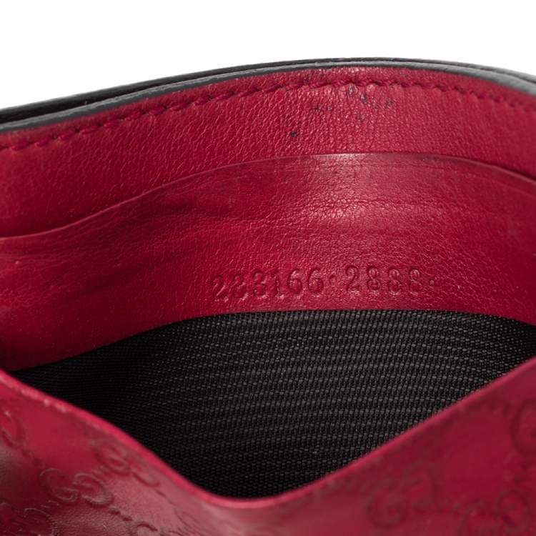 Pre Owned Gucci Red Guccissima Leather Card Holder