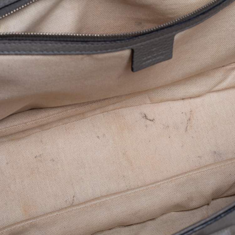 Pre Owned Gucci Grey Leather Large New Bamboo Tassel Top Handle Bag