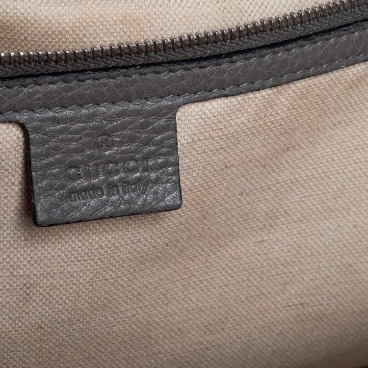 Pre Owned Gucci Grey Leather Large New Bamboo Tassel Top Handle Bag
