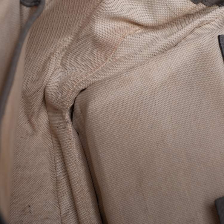 Pre Owned Gucci Grey Leather Large New Bamboo Tassel Top Handle Bag