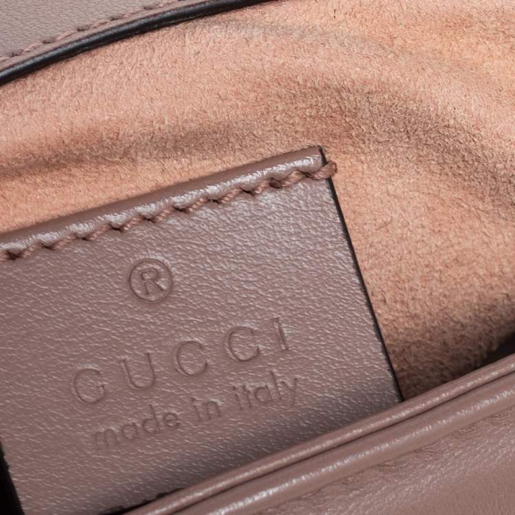 Pre Owned Gucci Beige Matelassé Leather Mini GG Marmont Top Handle Bag