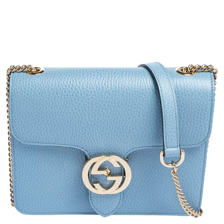 Gucci Blue Leather Small Interlocking G Shoulder Bag Gucci