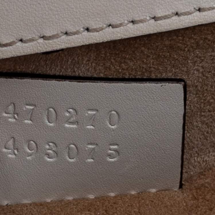 Pre Owned Gucci Cream Leather/ Canvas Sylvie Top Handle Bag