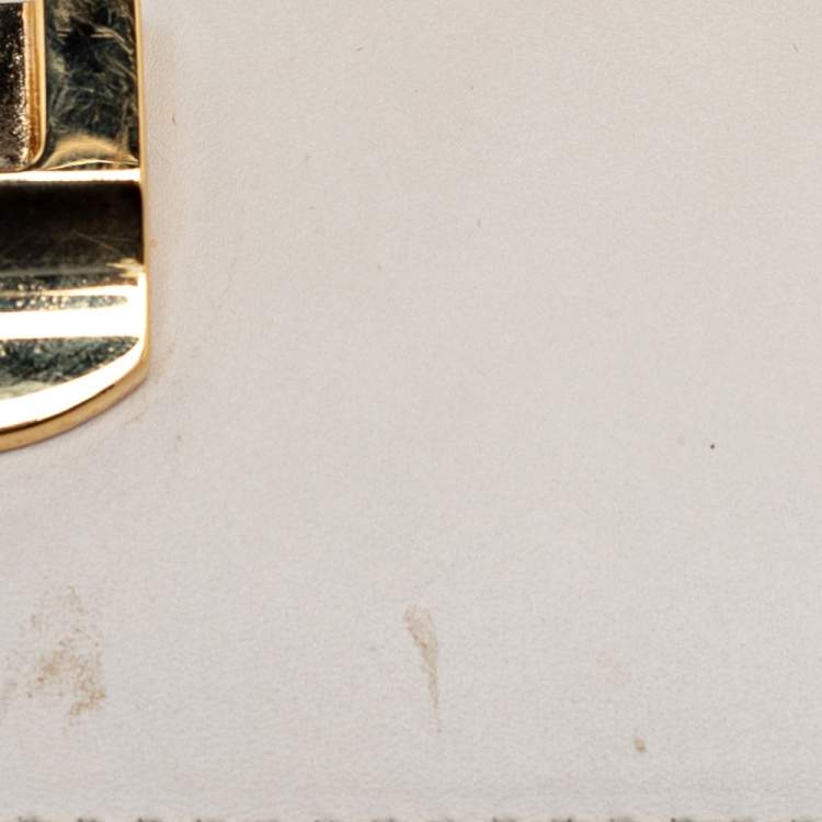 Pre Owned Gucci Cream Leather/ Canvas Sylvie Top Handle Bag