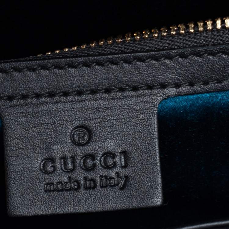 Pre Owned Gucci Black Suede and Patent Leather Medium Ophidia Chain Shoulder Bag