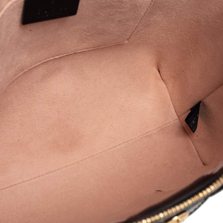 Pre Owned Gucci Black Suede and Patent Leather Small Ophidia Tote
