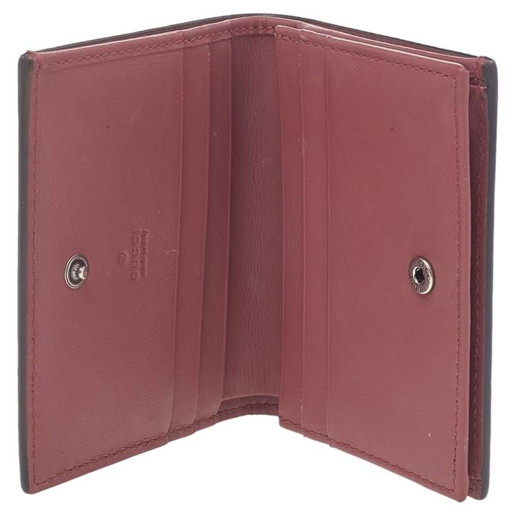 Pre Owned Gucci Beige/Pink GG Supreme Canvas Blooms Card Case