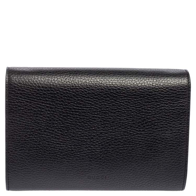 Pre Owned Gucci Black Leather Mini Dionysus Wallet On Chain