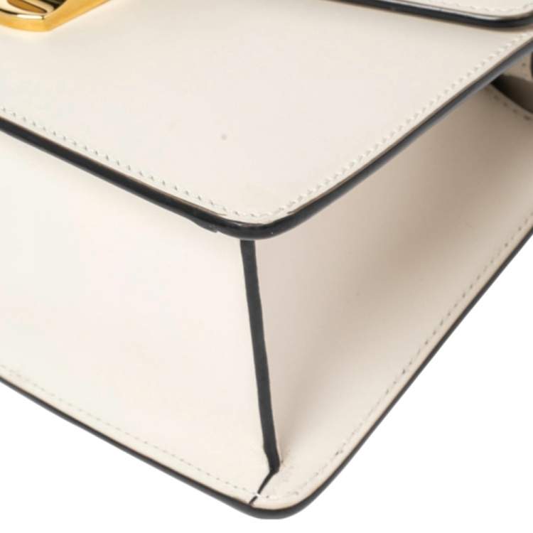 Pre Owned Gucci Off-White Leather Mini Web Sylvie Top Handle Bag