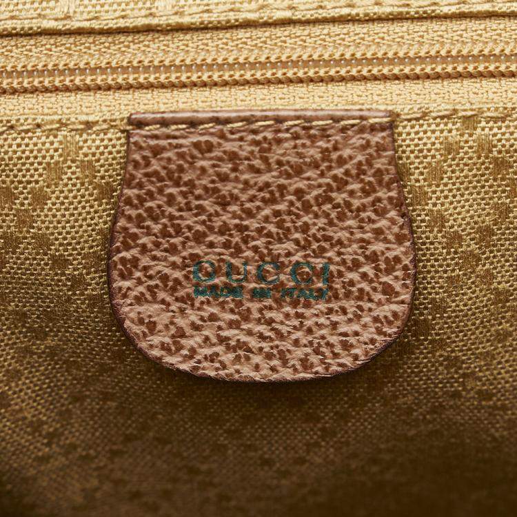 Pre Owned Gucci Brown Leather and Suede Bamboo Backpack