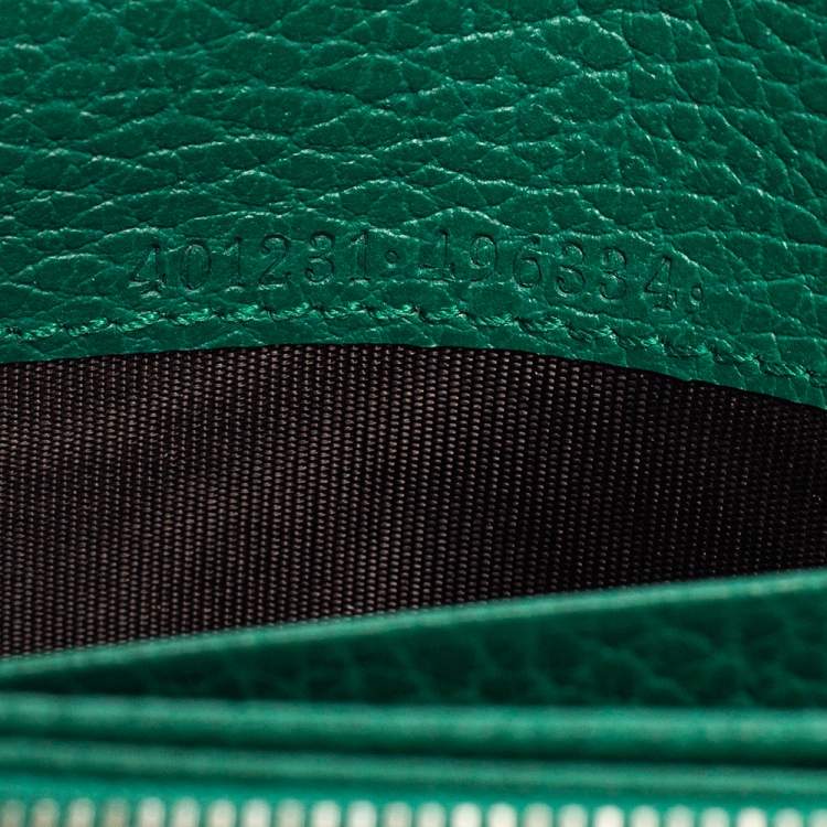 Pre Owned Gucci Green Leather Dionysus Wallet On Chain