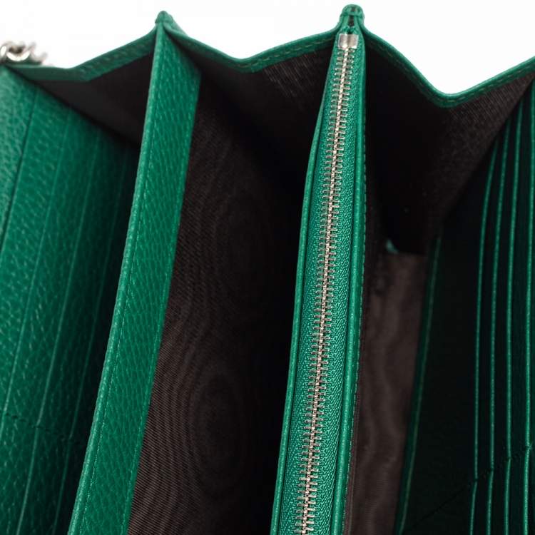 Pre Owned Gucci Green Leather Dionysus Wallet On Chain