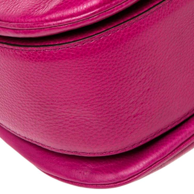 Pre Owned Gucci Pink Leather Large New Bamboo Tassel Top Handle Bag