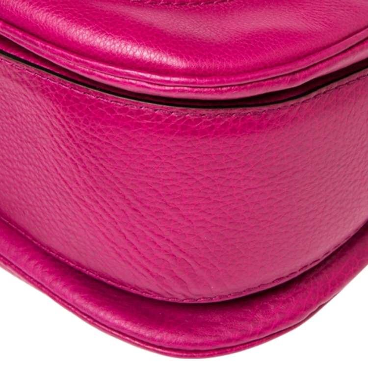 Pre Owned Gucci Pink Leather Large New Bamboo Tassel Top Handle Bag
