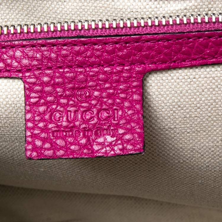 Pre Owned Gucci Pink Leather Large New Bamboo Tassel Top Handle Bag