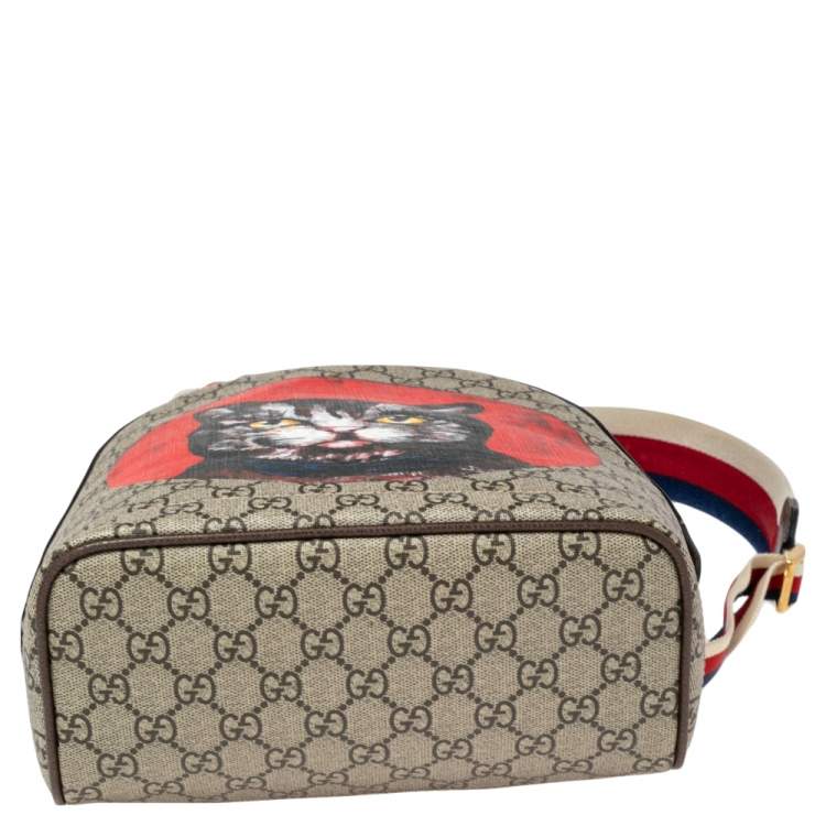 مملوكة مسبقًا Gucci Red/Beige GG Supreme and Leather Bosco Backpack